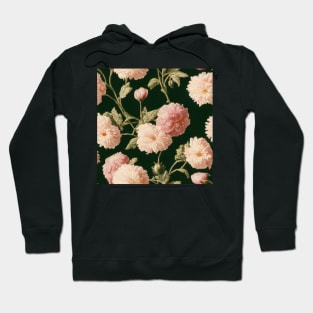 Pretty Pink Peony Flower Pattern on Dark Background Hoodie